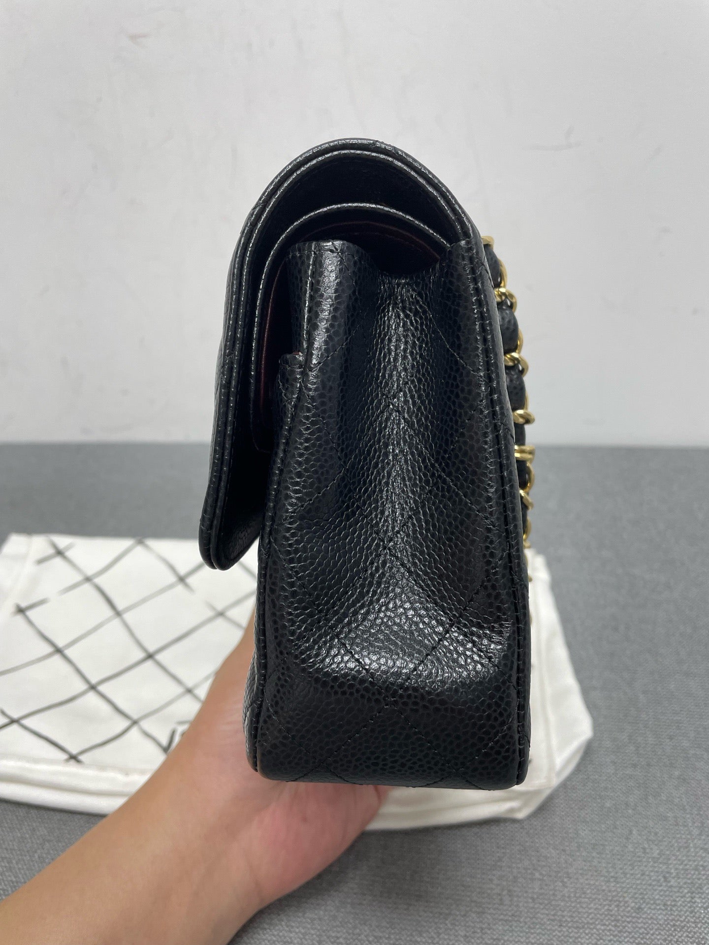 Chanel Classic Flap Medium Black Caviar Leather Gold Hardware 24-Series