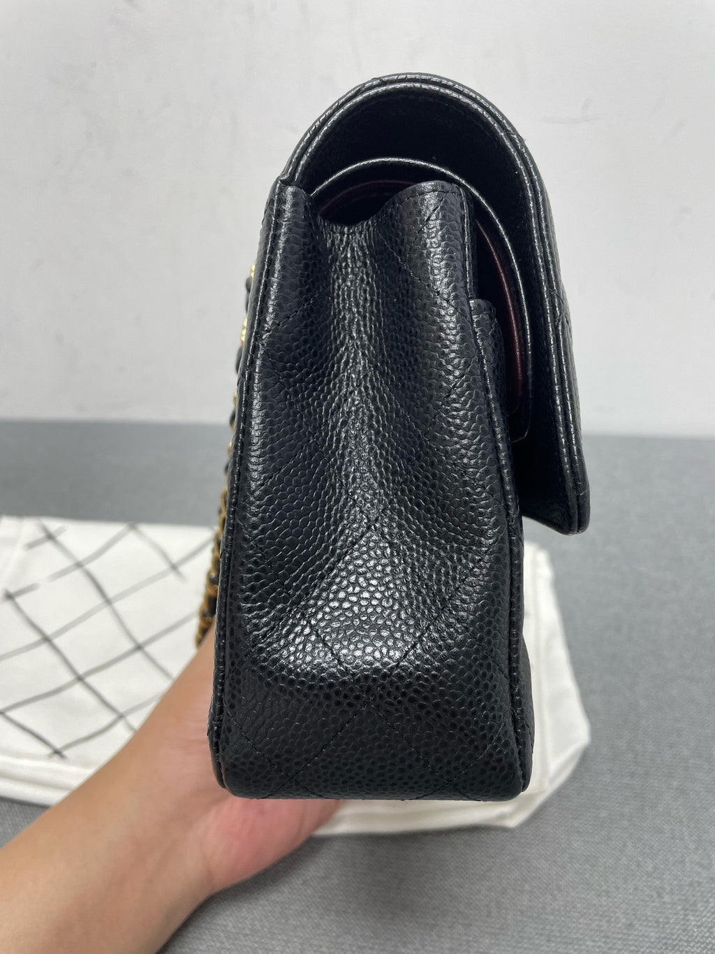 Chanel Classic Flap Medium Black Caviar Leather Gold Hardware 24-Series