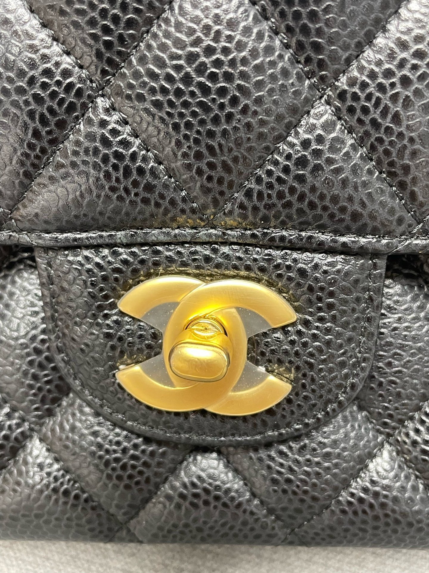 Chanel Classic Flap Medium Black Caviar Leather Gold Hardware 24-Series