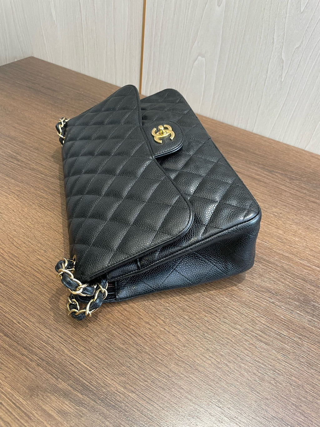 CHANEL CF Jumbo Classic Flap Bag Black Caviar GHW 21-Series with Hologram Sticker