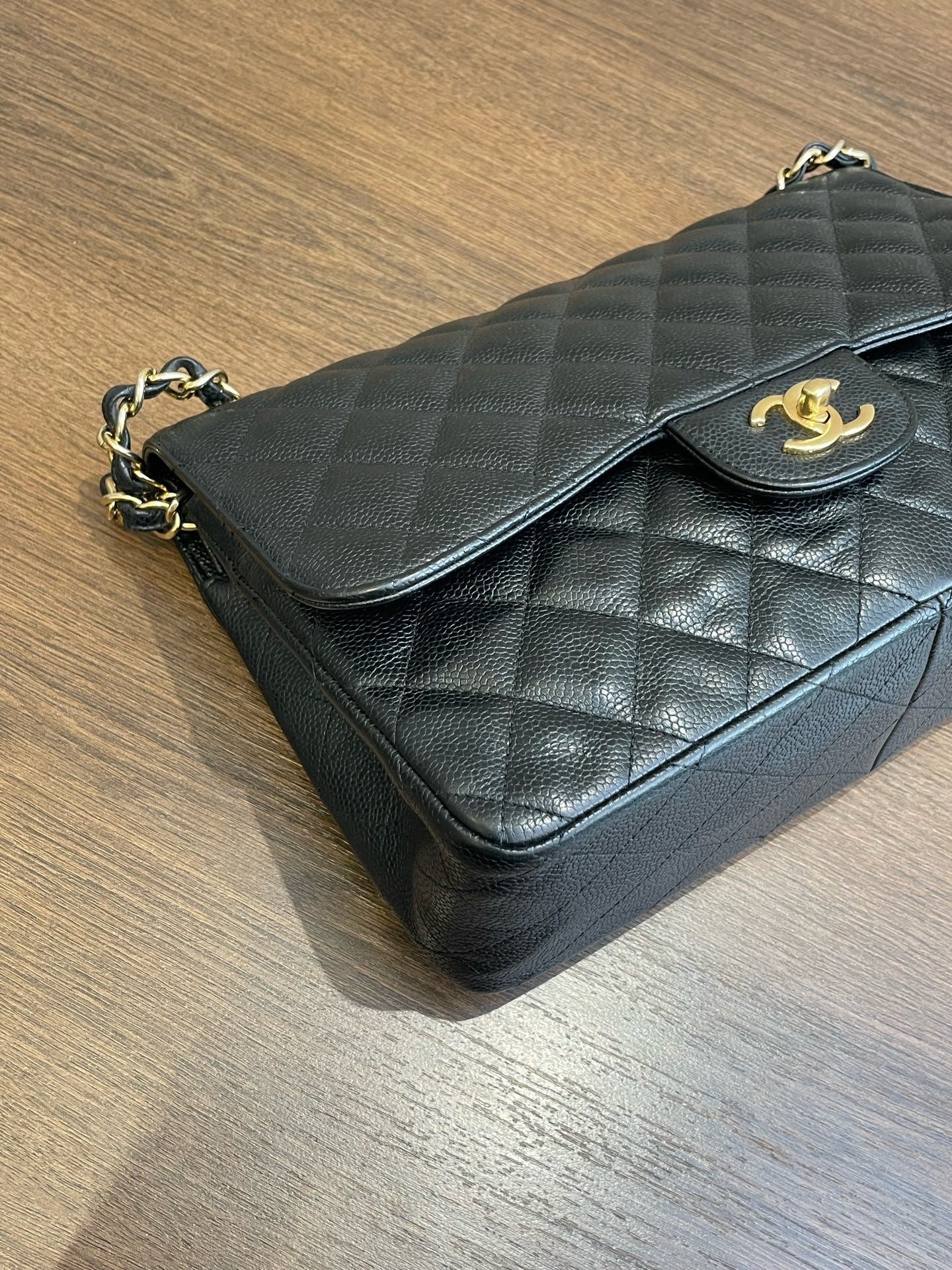 CHANEL CF Jumbo Classic Flap Bag Black Caviar GHW 21-Series with Hologram Sticker