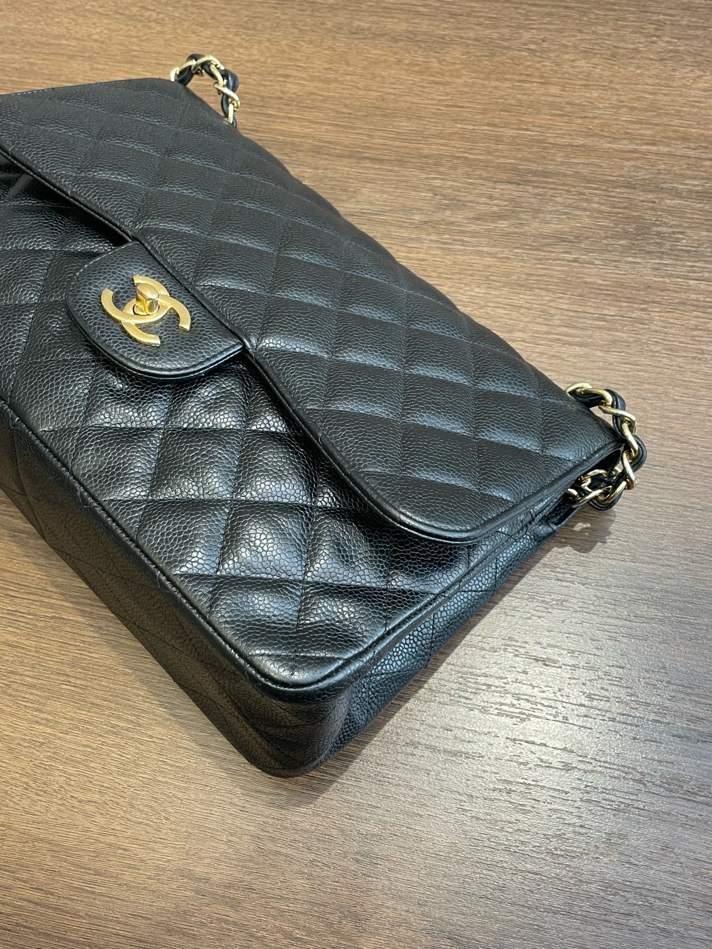 CHANEL CF Jumbo Classic Flap Bag Black Caviar GHW 21-Series with Hologram Sticker
