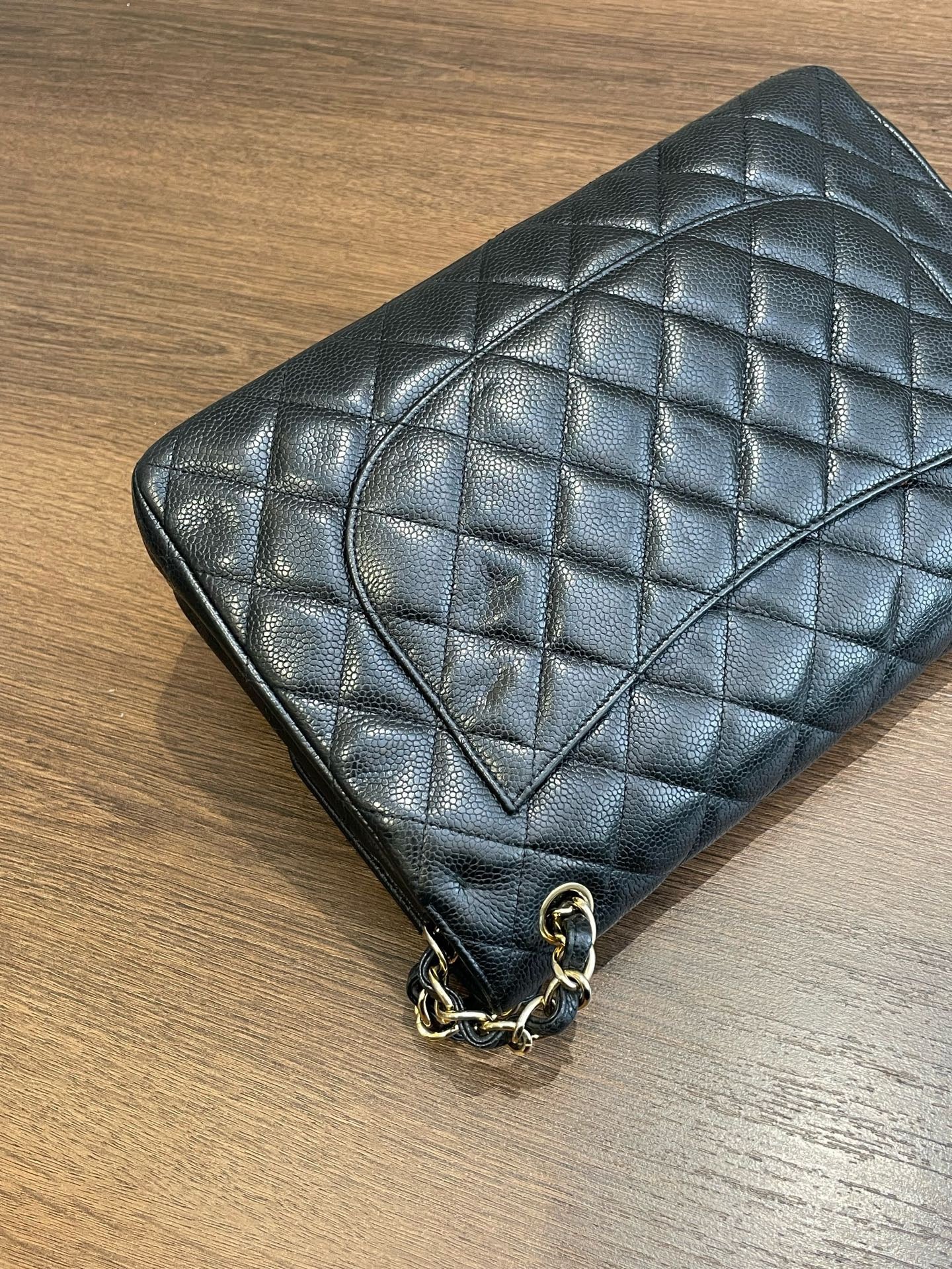 CHANEL CF Jumbo Classic Flap Bag Black Caviar GHW 21-Series with Hologram Sticker