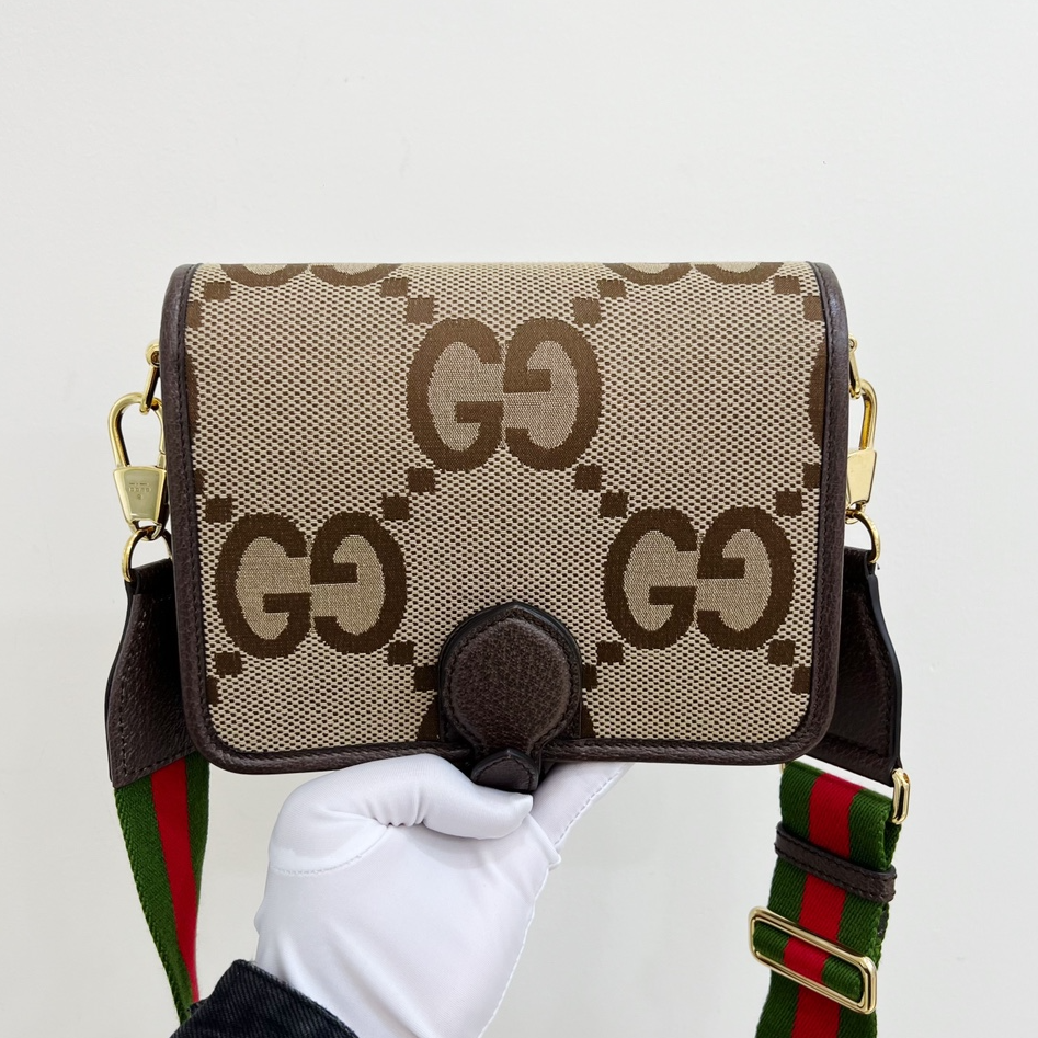 Gucci Ophidia Saddle Shoulder Crossbody Brown Gold Unisex Adults Classic