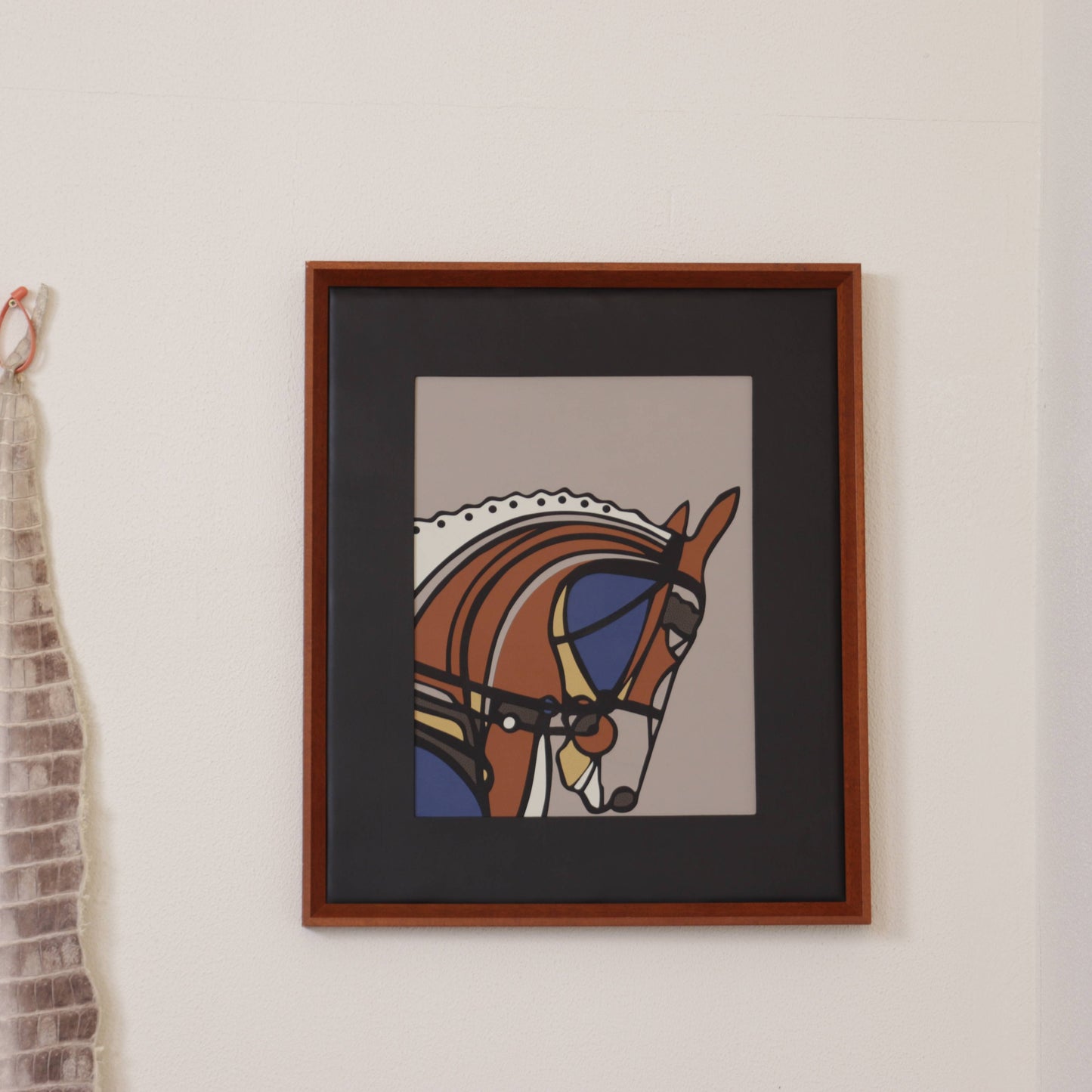 Minimalist Geometric Art Horse Head Decorative Painting - Solid Wood Framed Wall Art for Living Room & Study (Nordic Style)