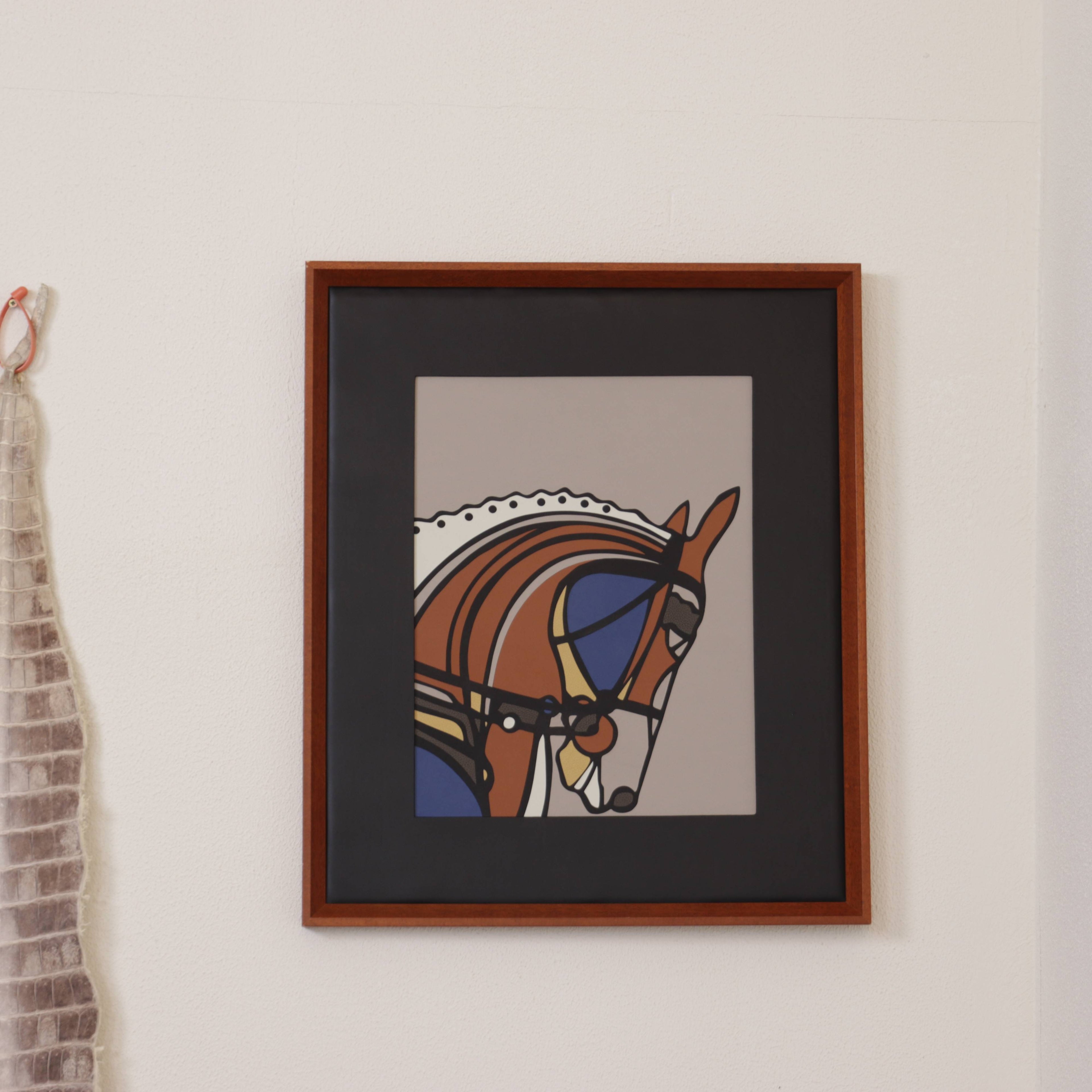 Minimalist Geometric Art Horse Head Decorative Painting - Solid Wood Framed Wall Art for Living Room & Study (Nordic Style) - Pre-Owned