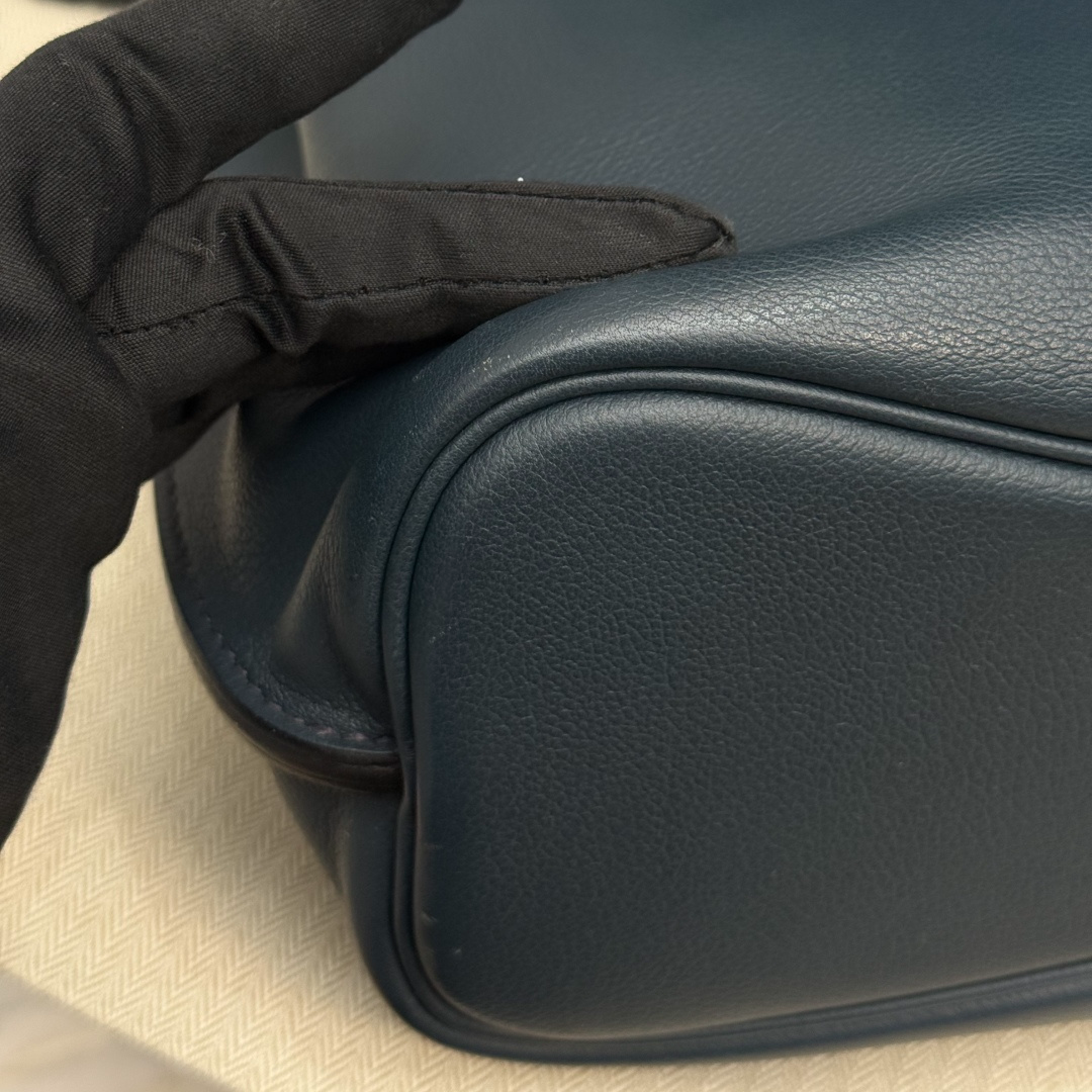 Hermes So Kelly22 Blue Black 2Way Shoulder Bag Crossbody Silver Hardware