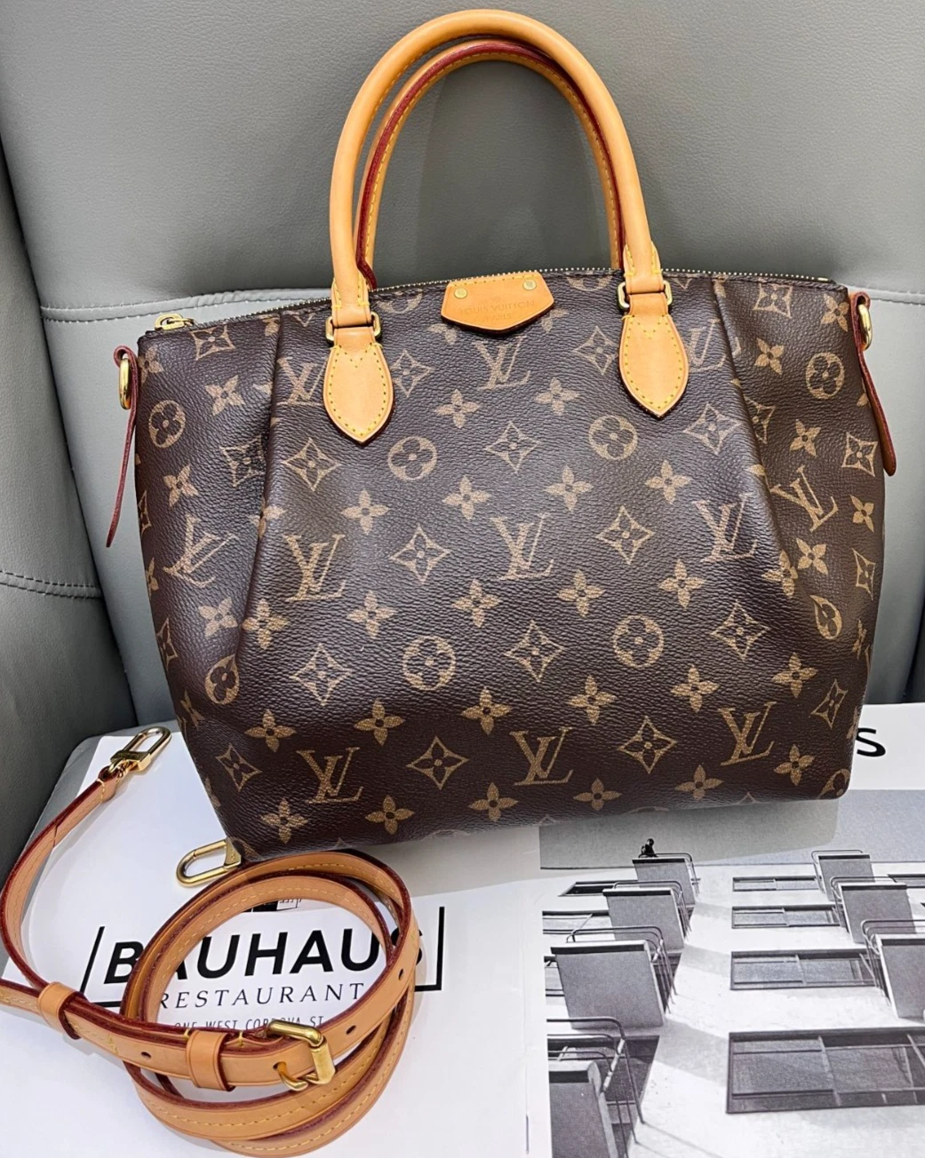 Louis Vuitton Turenne PM Top Handle Monogram 2way Shoulder Handbag Women Brown