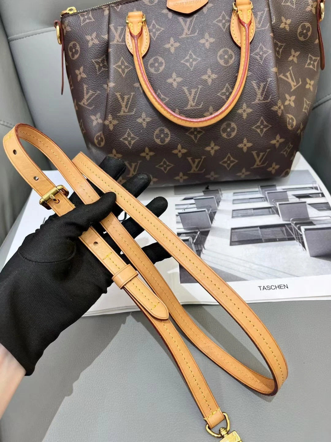 Louis Vuitton Turenne PM Top Handle Monogram 2way Shoulder Handbag Women Brown