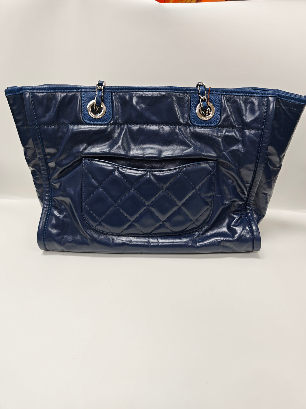 Chanel | Navy Blue Chain Tote Bag - | - Pre-Owned