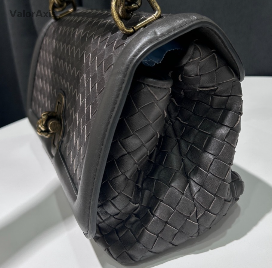 Bottega Veneta Roma Chain Shoulder Bag Crossbody Gray Gold Used Women Classic