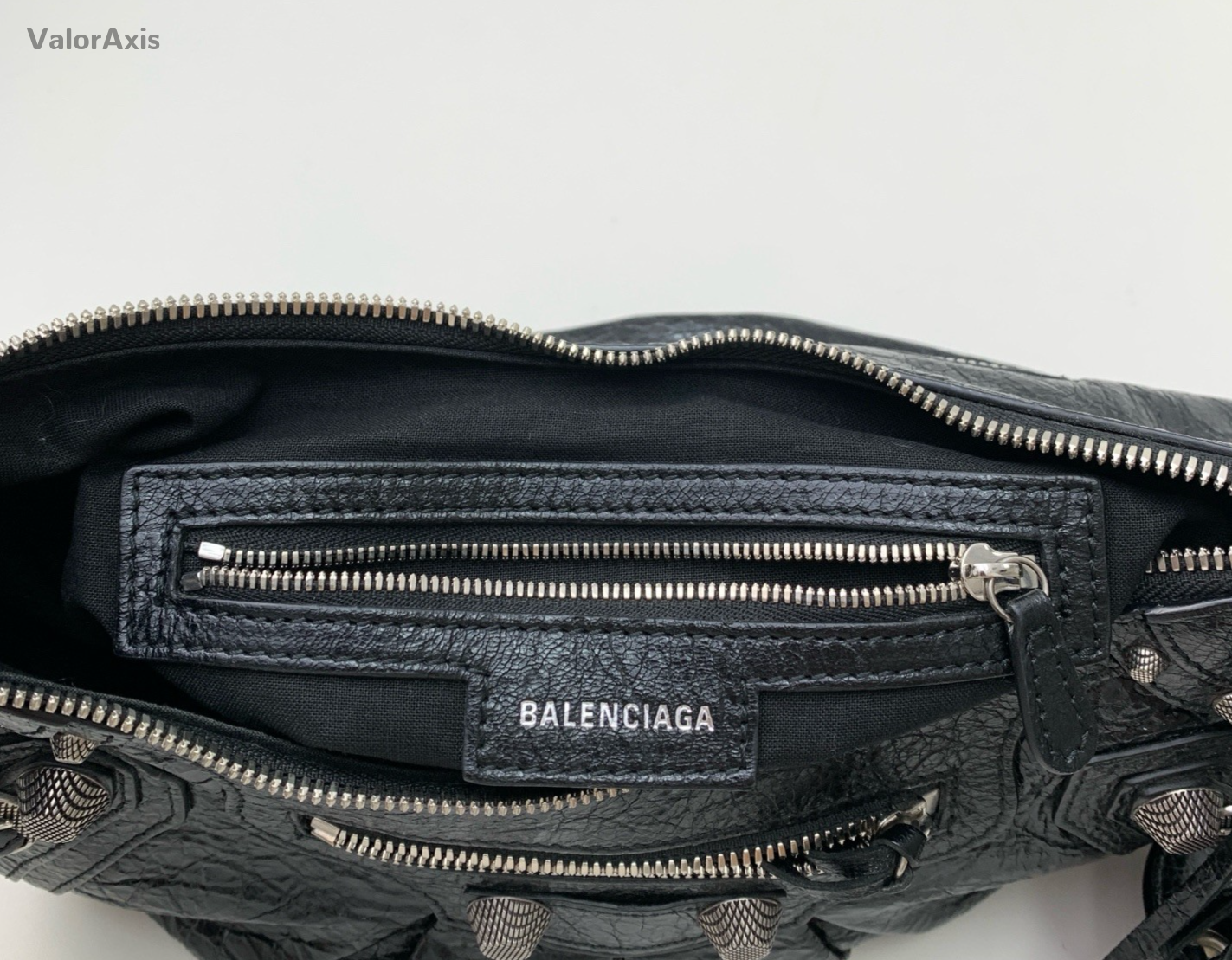 Balenciaga City 2Way Crossbody Shoulder Bag Black Silver Women Classic Fashion
