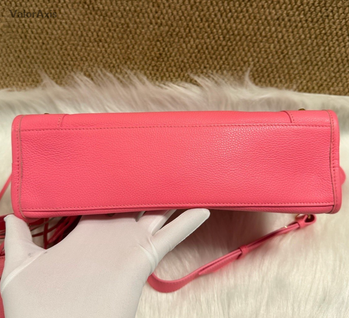 Balenciaga Motorcycle Bag PM Top Handle Bag Crossbody Pink Gold Women Classic