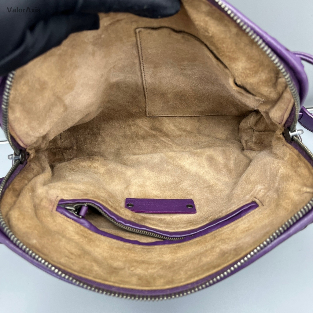 Bottega Veneta Intrecciato 2Way Crossbody Shoulder Bag Purple Silver Women