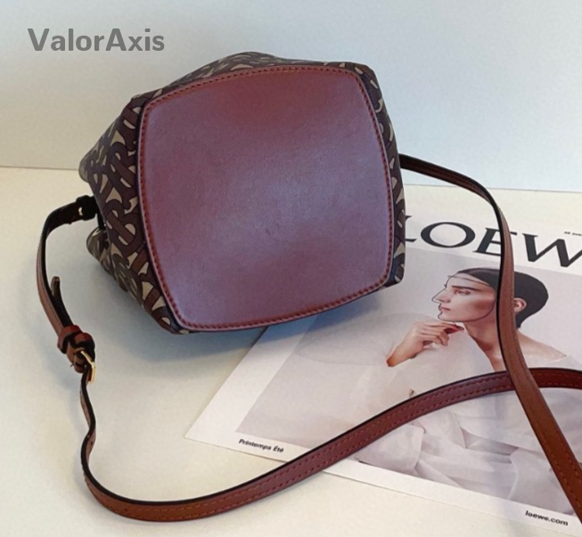 Burberry Monogram Top Handle Bucket 2way Shoulder Handbag Women Brown