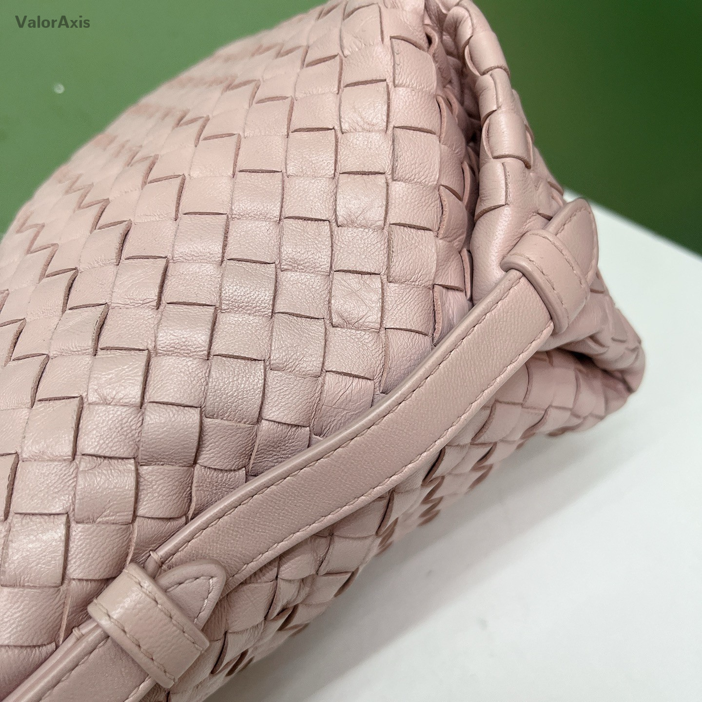 Bottega Veneta Intrecciato Shoulder Bag Pink Silver Used Women Classic Fashion