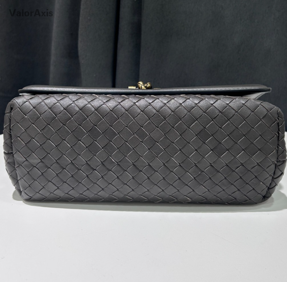 Bottega Veneta Roma Chain Shoulder Bag Crossbody Gray Gold Used Women Classic