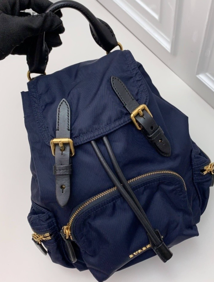 Burberry Nylon Backpack Shoulder Bag Dark Blue Women