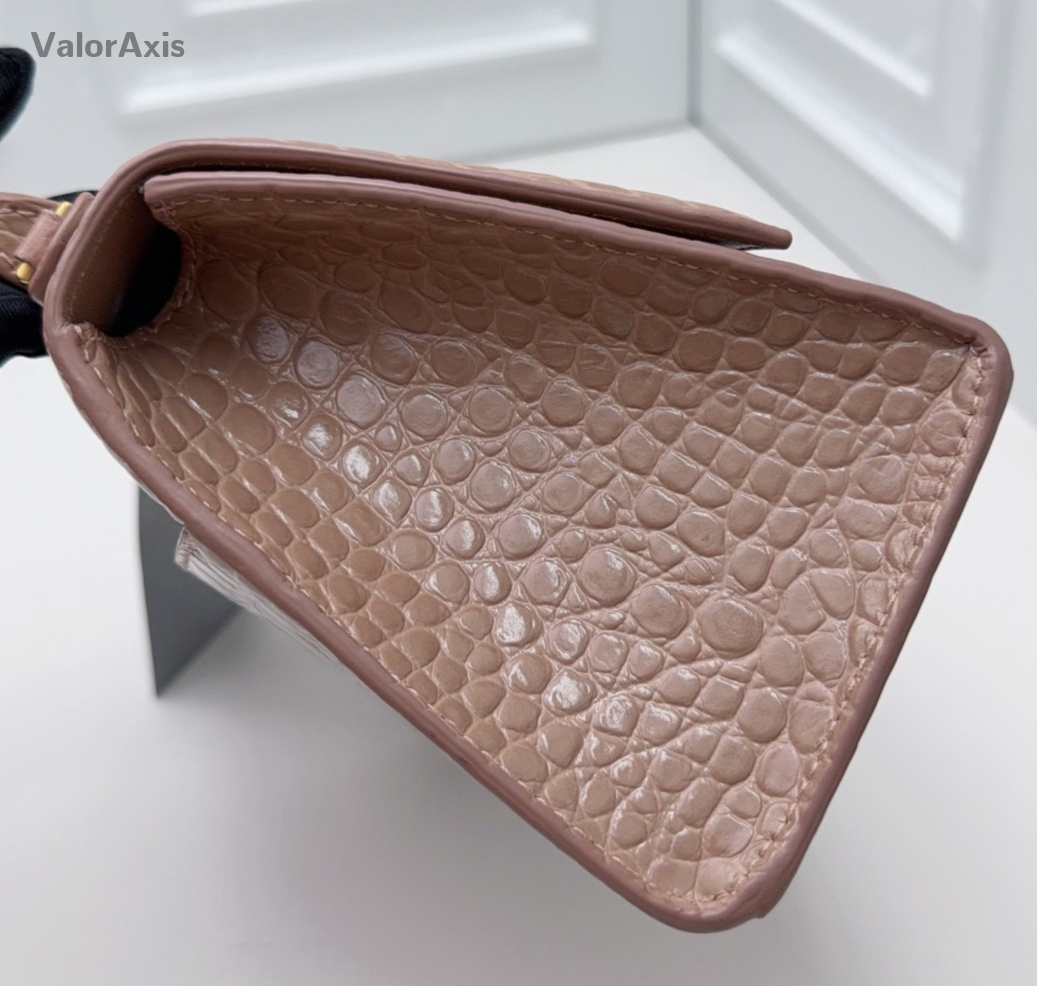 Balenciaga Calfskin PM Top Handle Bag Crossbody Pink Gold Women Classic Fashion