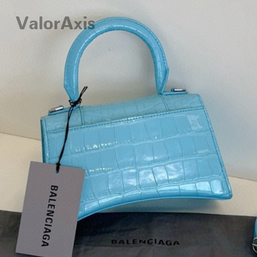 Balenciaga Hourglass 2Way Top Handle Bag Crossbody Blue Silver Women Classic