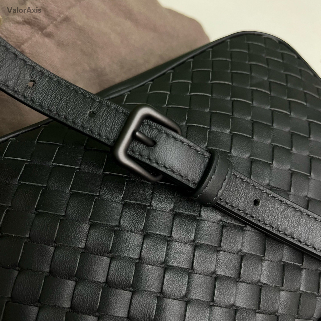 Bottega Veneta Intrecciato Camera Shoulder Bag Black Silver Women Classic