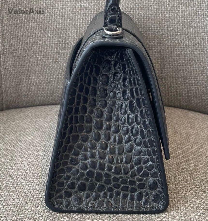 Balenciaga Hourglass PM Top Handle Bag Crossbody Gray Silver Women Classic