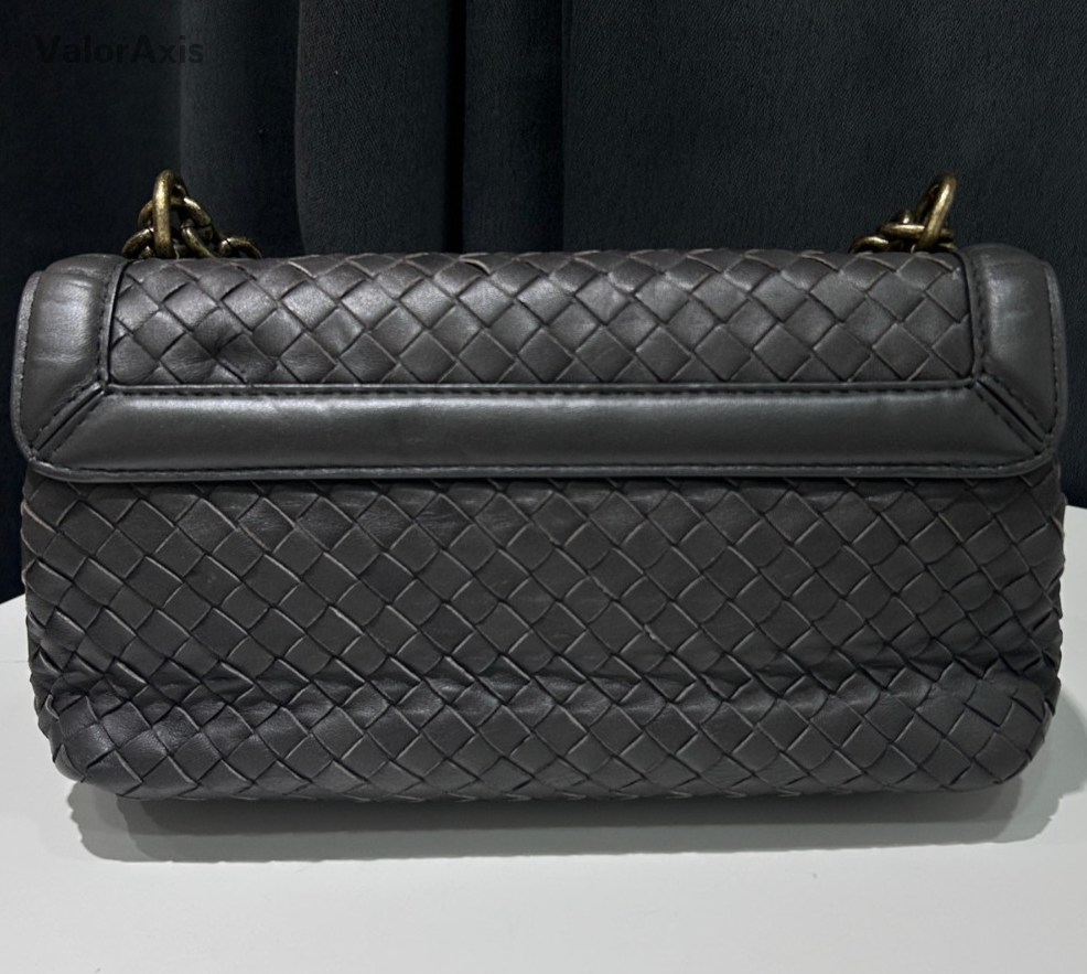 Bottega Veneta Roma Chain Shoulder Bag Crossbody Gray Gold Used Women Classic