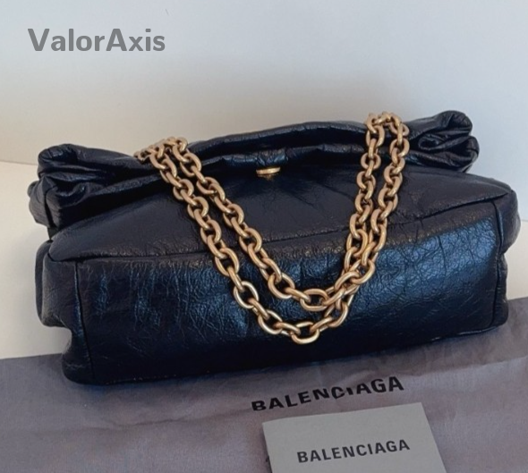 Balenciaga Monaco PM Chain Shoulder Bag Black Gold Women Classic