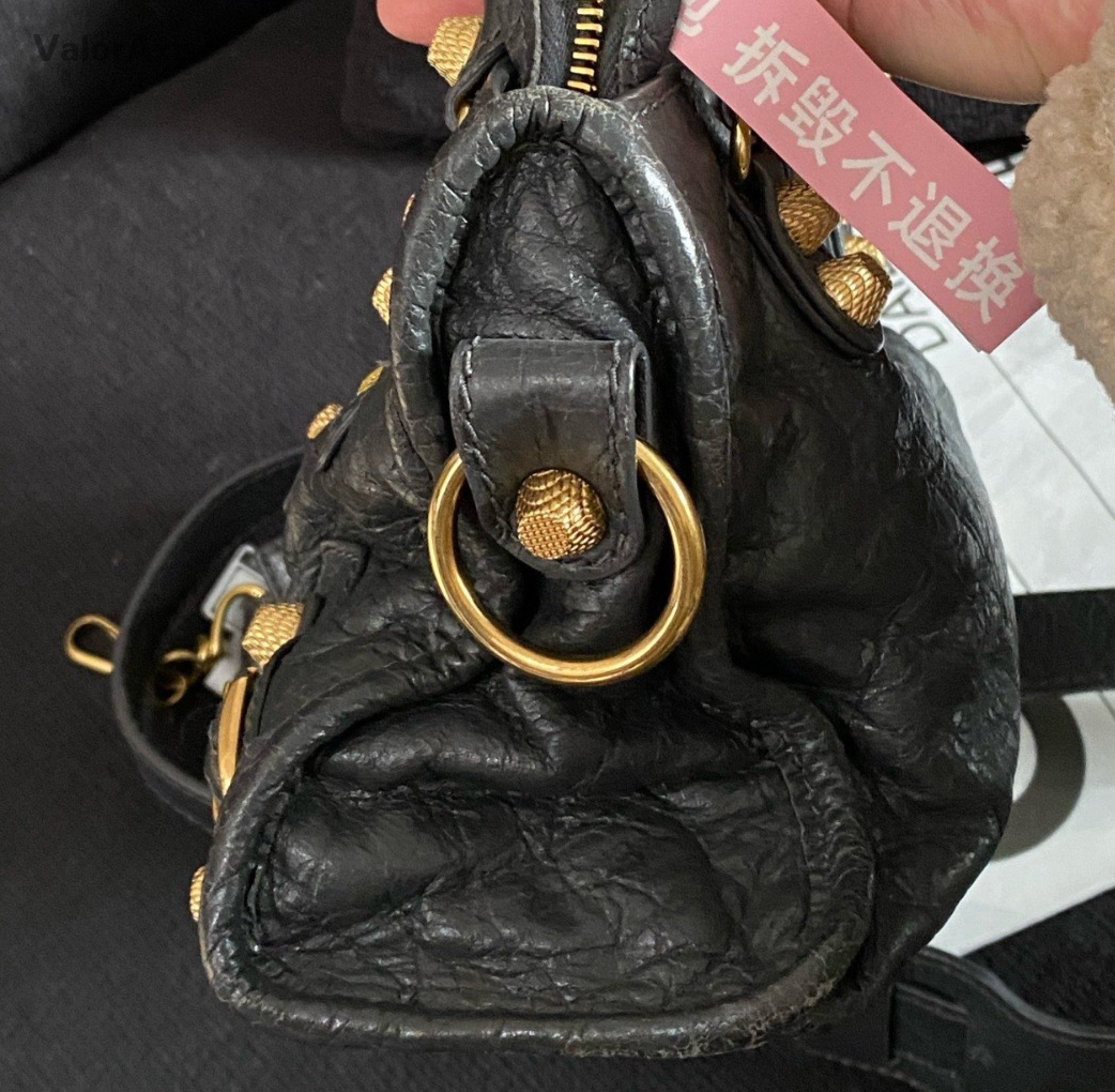 Balenciaga City 2Way Top Handle Bag Crossbody Gray Gold Women Classic