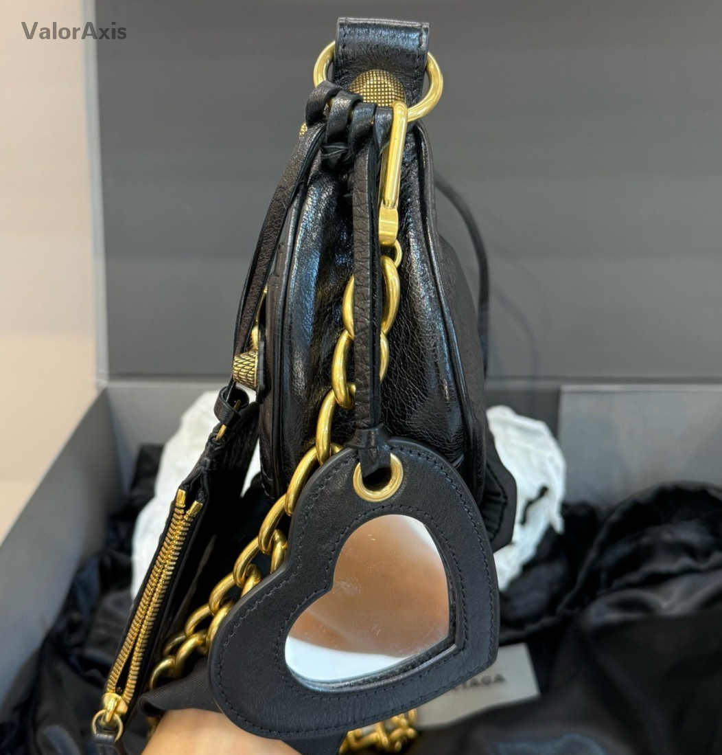 Balenciaga Le City Chain Shoulder Bag Black Gold Women Classic Fashion