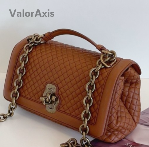 Bottega Veneta Olimpia Knot Chain Shoulder Bag Brown Gold Used Women Classic