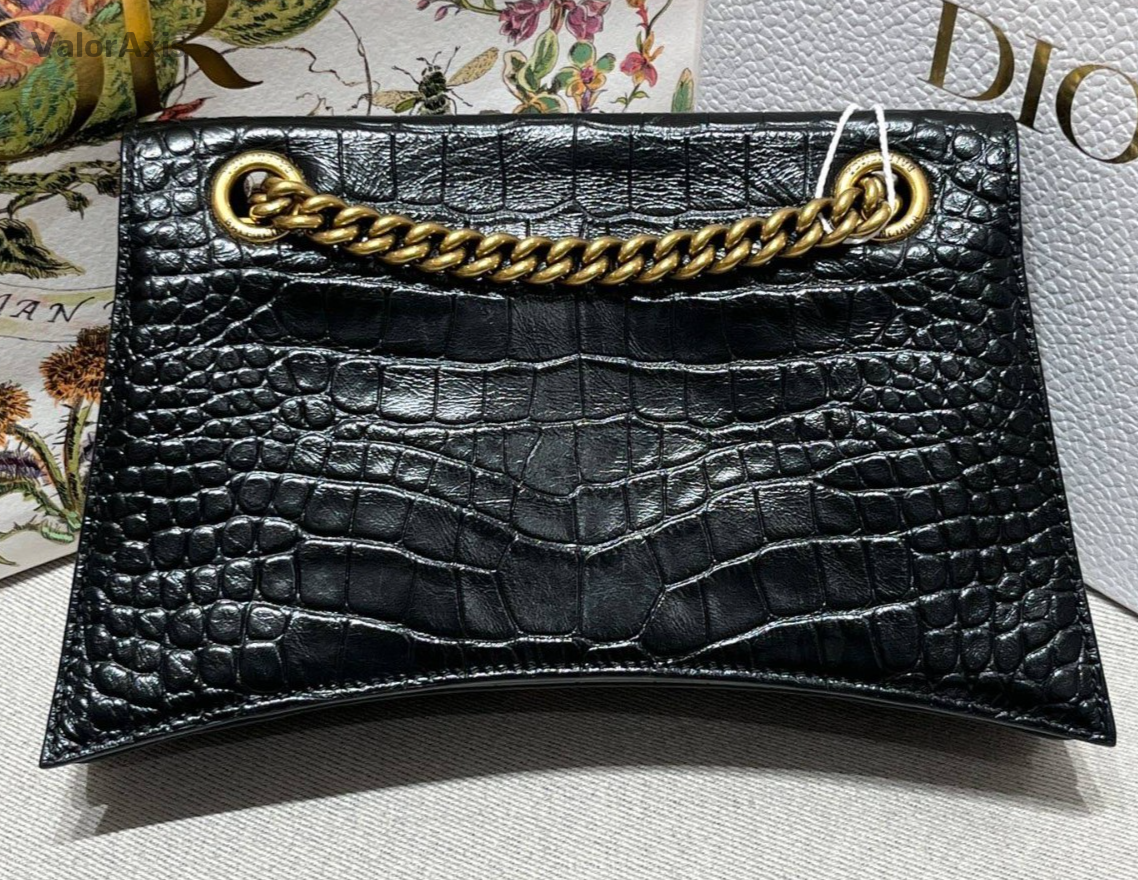 Balenciaga Crush PM Chain Black Gold Shoulder Bag Women Classic Fashion