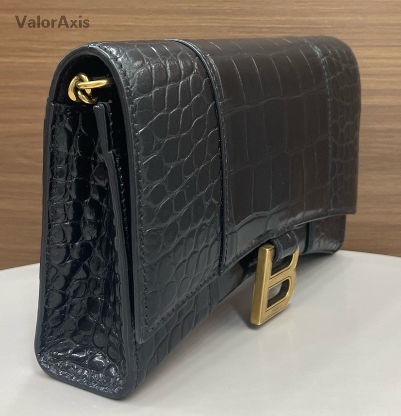 Balenciaga WOC Chain Shoulder Bag Crossbody Black Gold Women Classic Fashion