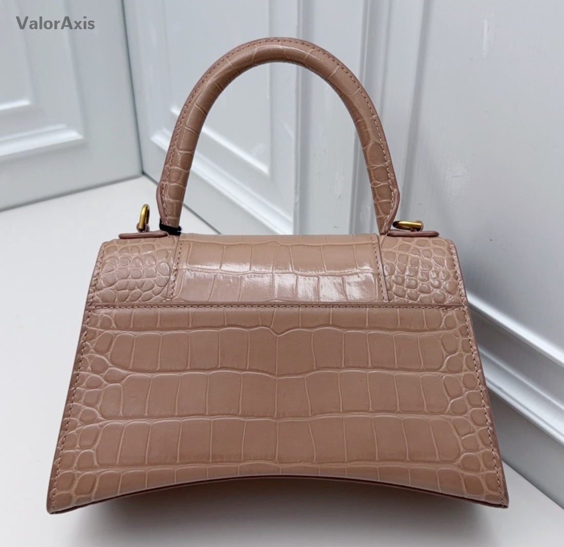 Balenciaga Calfskin PM Top Handle Bag Crossbody Pink Gold Women Classic Fashion