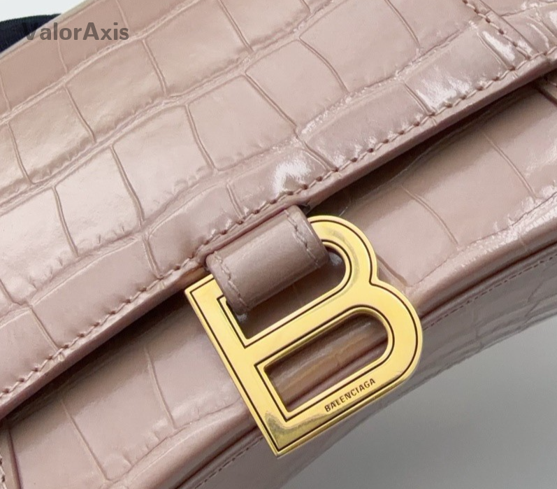 Balenciaga Calfskin PM Top Handle Bag Crossbody Pink Gold Women Classic Fashion