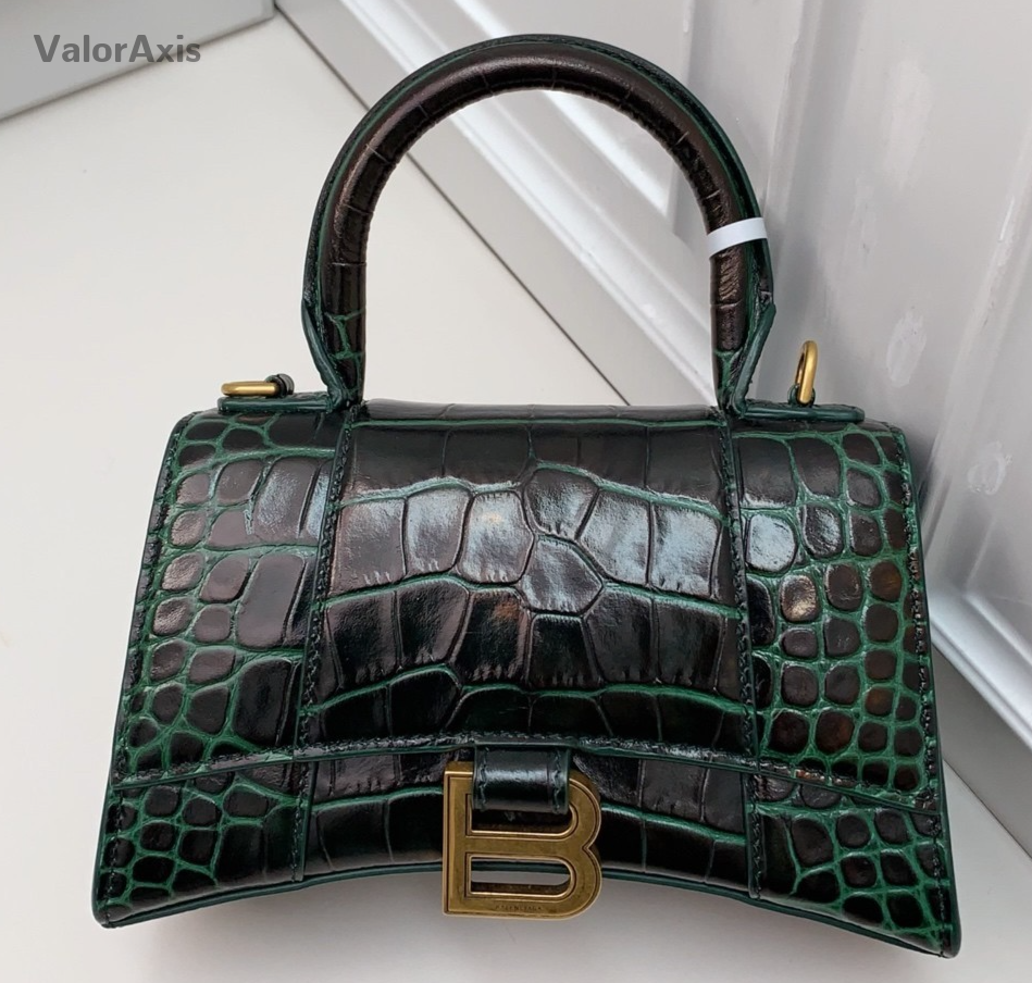 Balenciaga Calfskin 2Way Top Handle Bag Crossbody Green Gold Women Classic