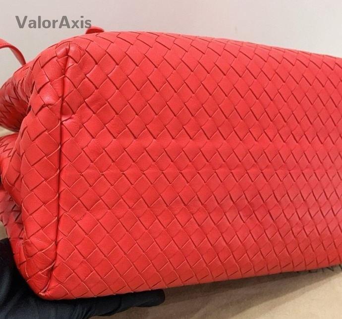 Bottega Veneta Roma Sheepskin Intrecciato Top Handle Shoulder Crossbody Bag Red