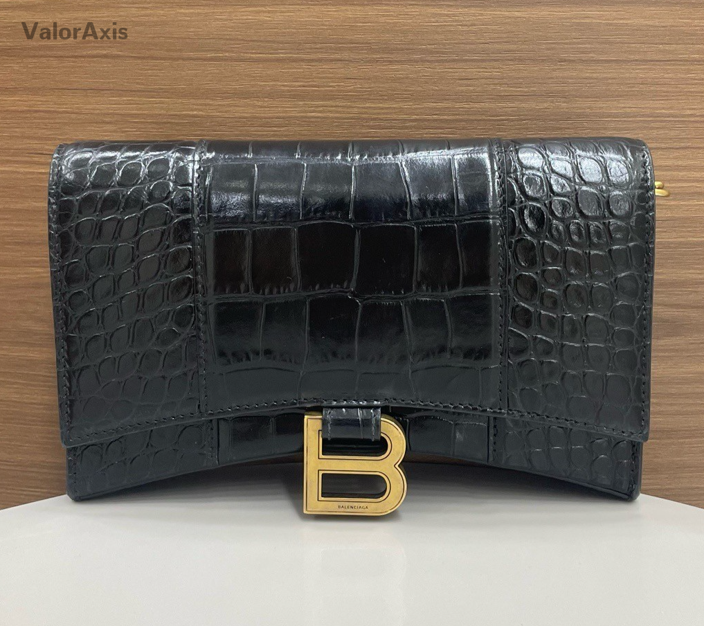 Balenciaga WOC Chain Shoulder Bag Crossbody Black Gold Women Classic Fashion