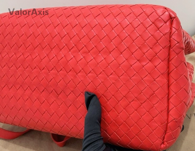 Bottega Veneta Roma Sheepskin Intrecciato Top Handle Shoulder Crossbody Bag Red