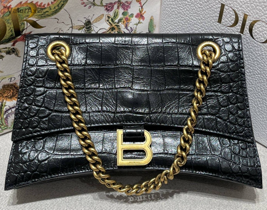 Balenciaga Crush PM Chain Black Gold Shoulder Bag Women Classic Fashion