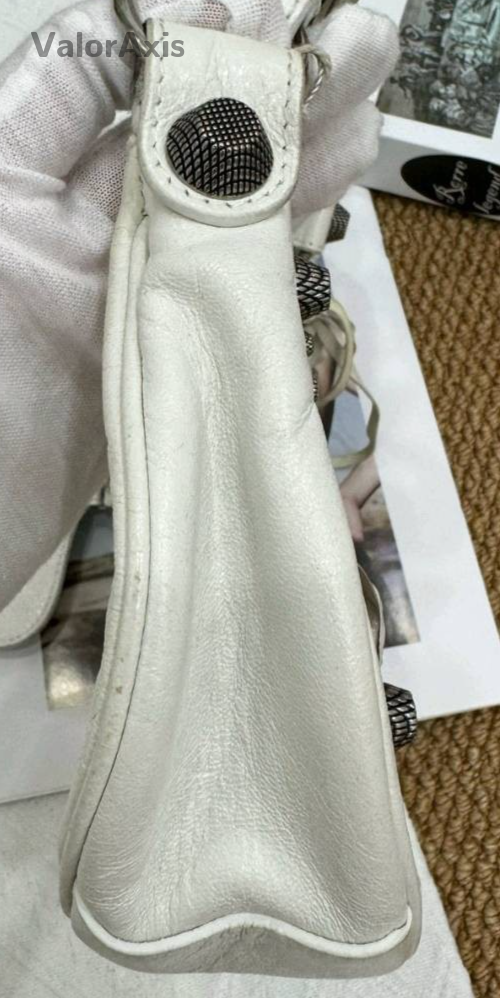 Balenciaga Le Cagole Hobo Shoulder Bag White Silver Used Women Classic