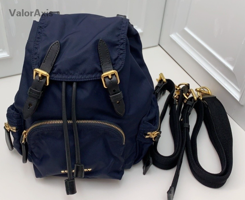 Burberry Nylon Backpack Shoulder Bag Dark Blue Women