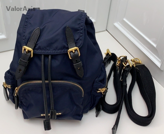 Burberry Nylon Backpack Shoulder Bag Dark Blue Women