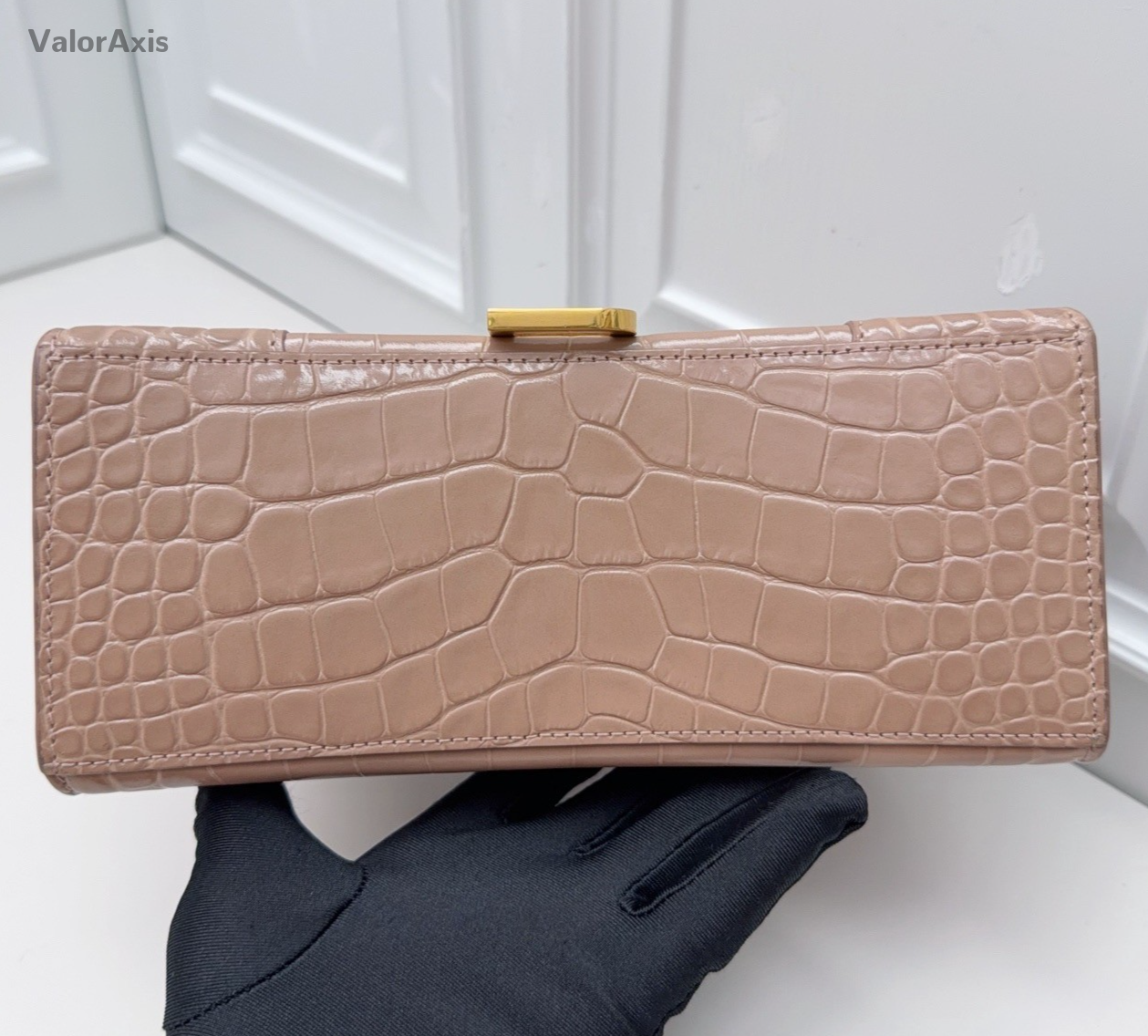 Balenciaga Calfskin PM Top Handle Bag Crossbody Pink Gold Women Classic Fashion