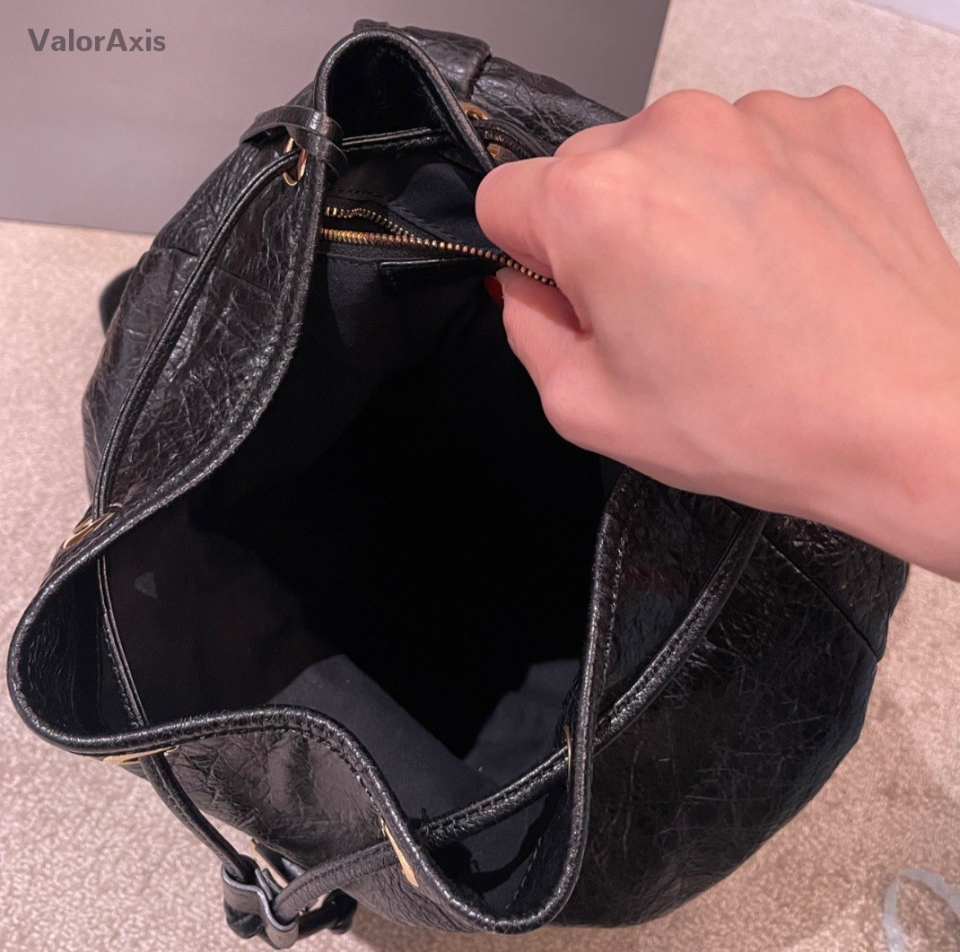 Balenciaga City Calfskin Backpack Black Gold Women Classic Fashion