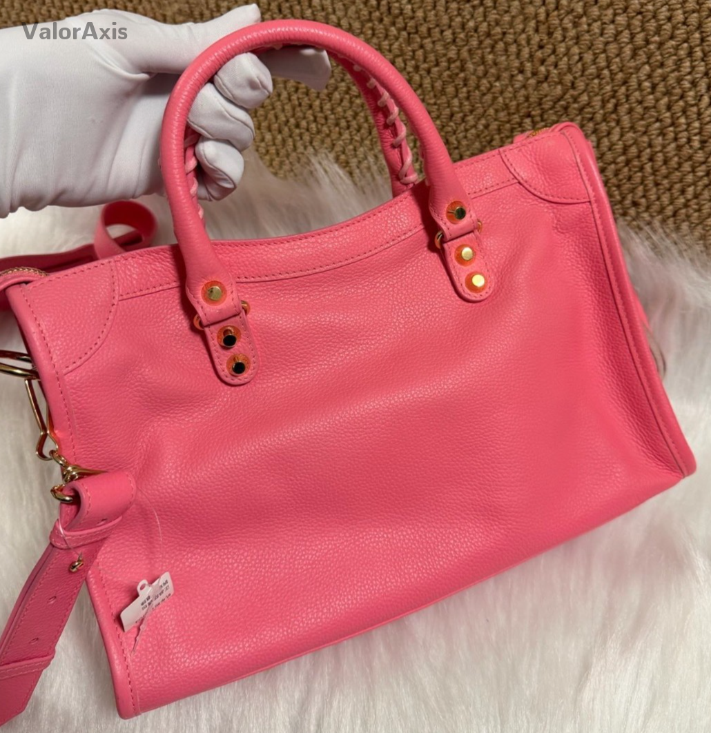 Balenciaga Motorcycle Bag PM Top Handle Bag Crossbody Pink Gold Women Classic