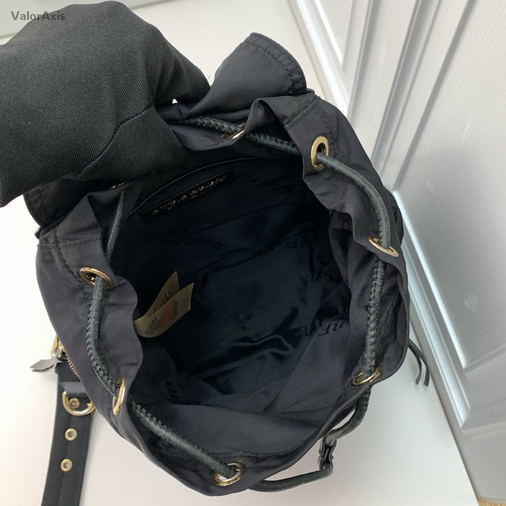 Burberry Nylon Backpack Shoulder Bag Black Women