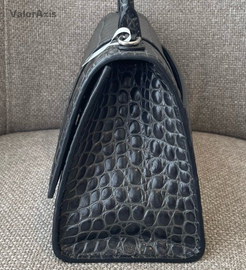 Balenciaga Hourglass PM Top Handle Bag Crossbody Gray Silver Women Classic