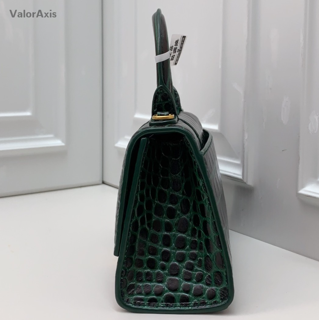 Balenciaga Calfskin 2Way Top Handle Bag Crossbody Green Gold Women Classic