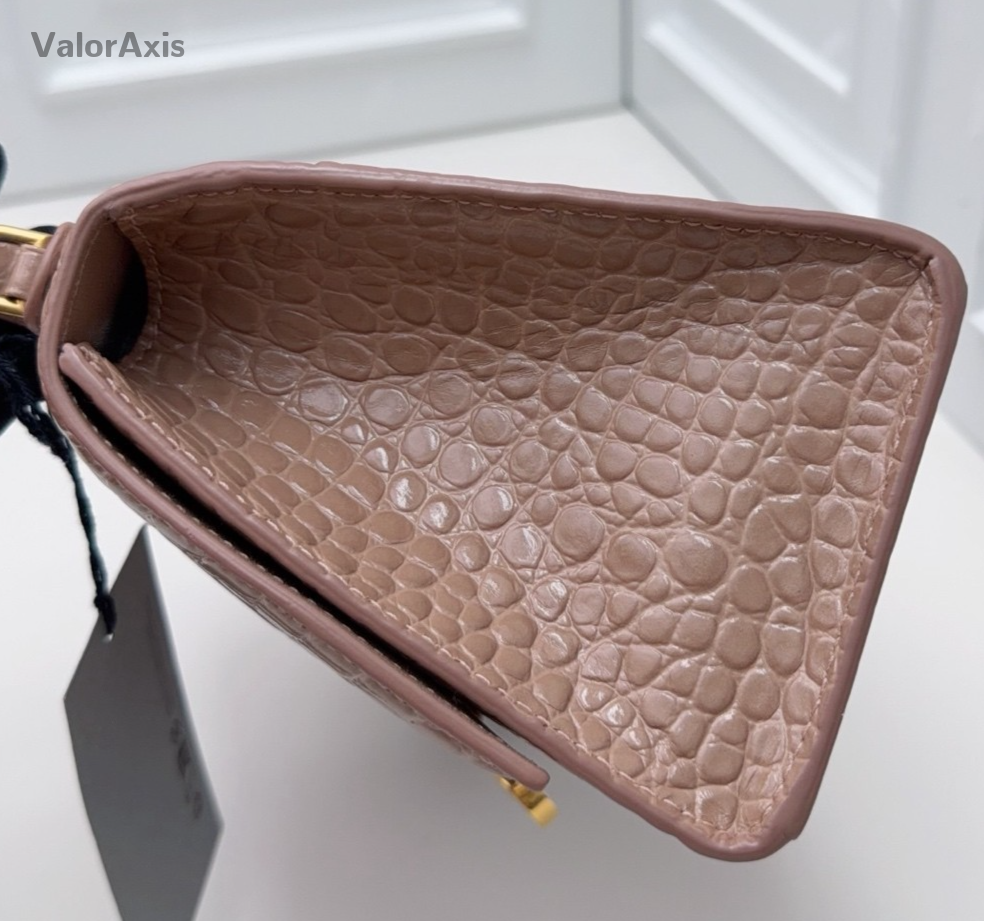 Balenciaga Calfskin PM Top Handle Bag Crossbody Pink Gold Women Classic Fashion